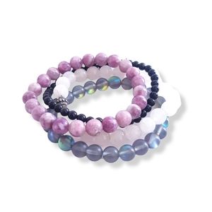 NATURAL STONE + CRYSTAL Bracelet Set